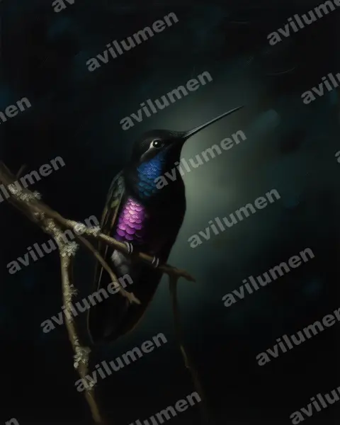 Oil illustration: Coeligena helianthea (Blue-throated starfrontlet)