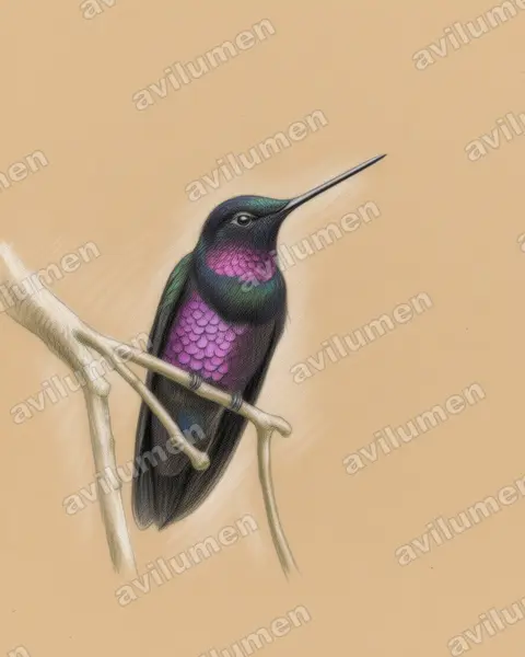 Colored pencil illustration: Coeligena helianthea (Blue-throated starfrontlet)