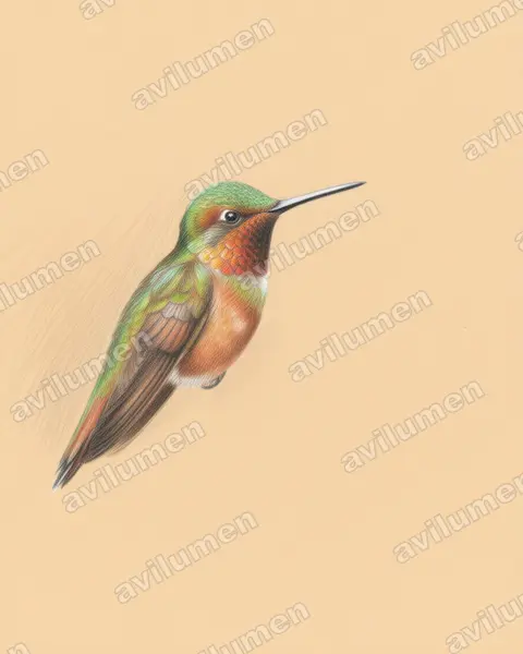 Illustration Crayon de couleur : Coeligena iris (Inca iris)