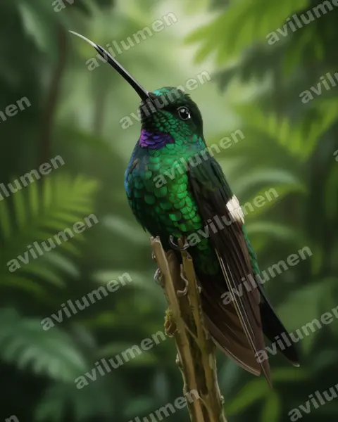 Illustration im Stil Realistisch: Fahlflügelkolibri (Coeligena lutetiae)