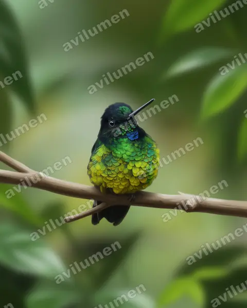 Ilustración en Realista: Coeligena orina (Inca del sol)