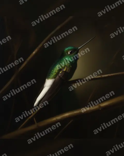 Oil illustration: Coeligena phalerata (White-tailed starfrontlet)