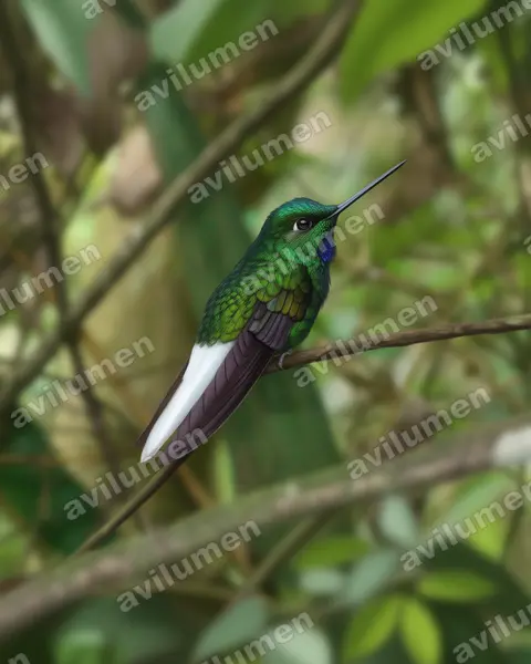 Realistic illustration: Coeligena phalerata (White-tailed starfrontlet)