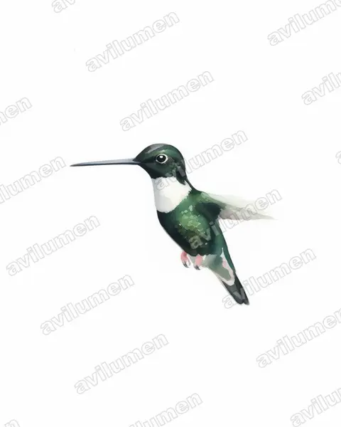 Watercolor illustration: Coeligena torquata (Collared inca)