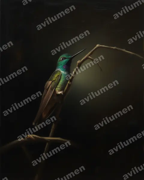 Ilustración en Óleo: Coeligena violifer (Coeligena violifer)