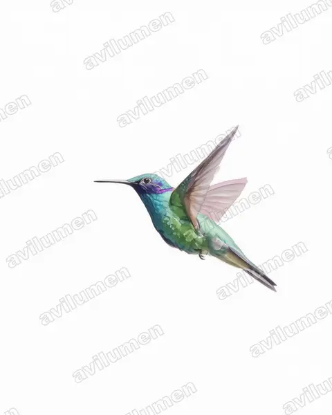 Ilustración en Acuarela: Colibri coruscans (Colibrí rutilante​)
