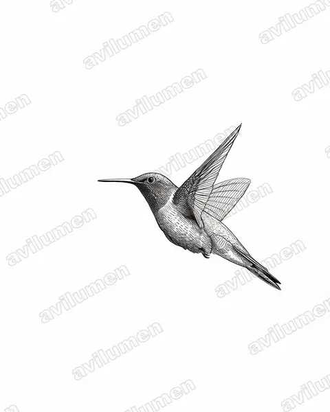 Ilustración en Tinta: Colibri coruscans (Colibrí rutilante​)