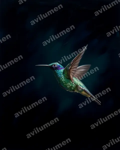Ilustración en Óleo: Colibri coruscans (Colibrí rutilante​)