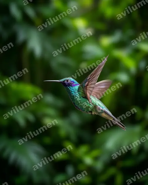 Ilustración en Realista: Colibri coruscans (Colibrí rutilante​)