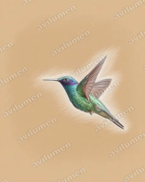 Ilustración en Lápiz de color: Colibri coruscans (Colibrí rutilante​)