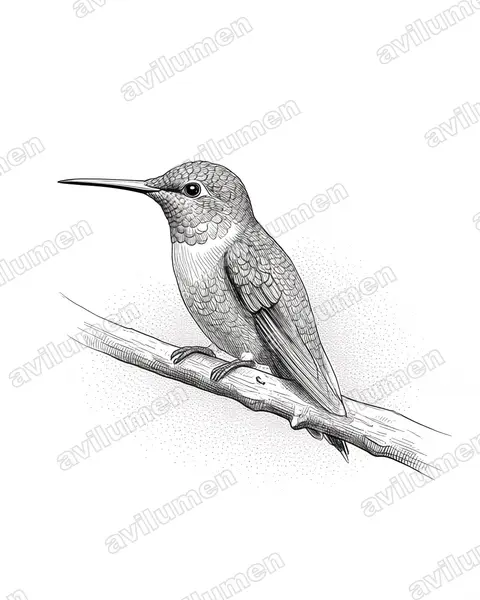 Ilustración en Tinta: Colibri cyanotus (Colibrí oreja violeta menor)
