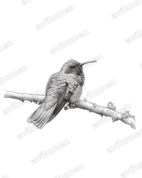 Ink illustration: Colibri thalassinus (Mexican violetear)