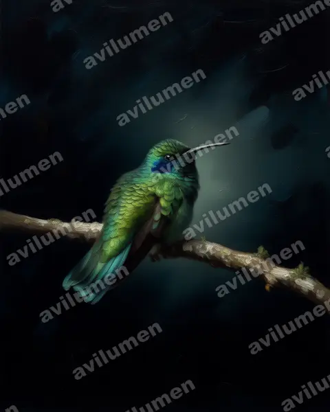 Oil illustration: Colibri thalassinus (Mexican violetear)