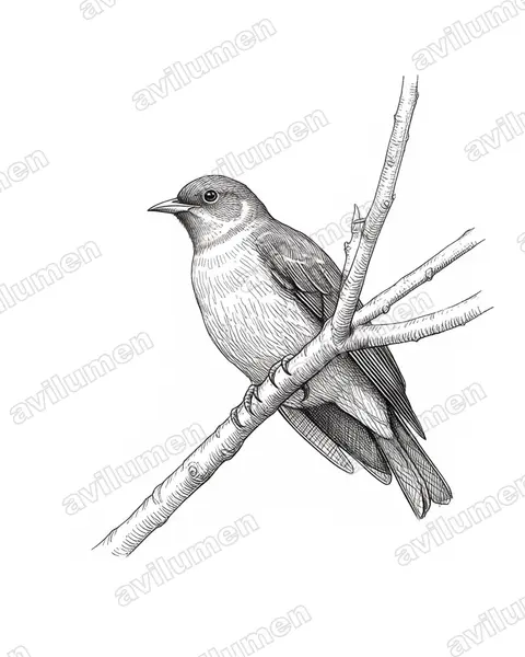 Ilustración en Tinta: Conioptilon mcilhennyi (Cotinga carinegro​)