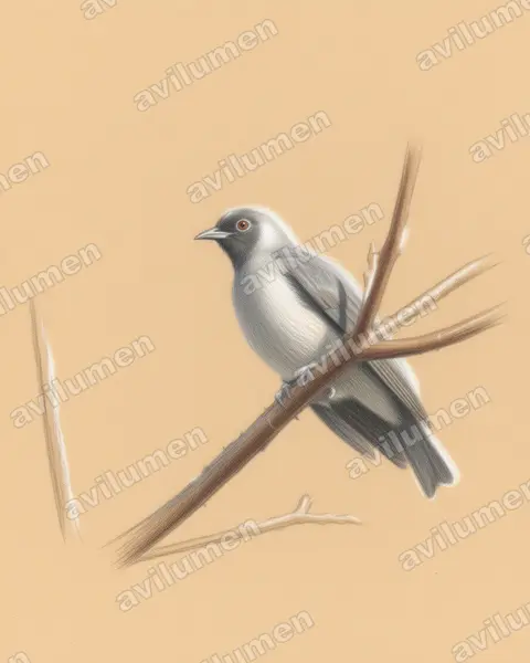 Ilustración en Lápiz de color: Conioptilon mcilhennyi (Cotinga carinegro​)