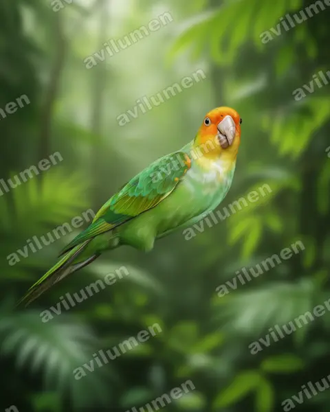 Illustration im Stil Realistisch: Karolinasittich (Conuropsis carolinensis)