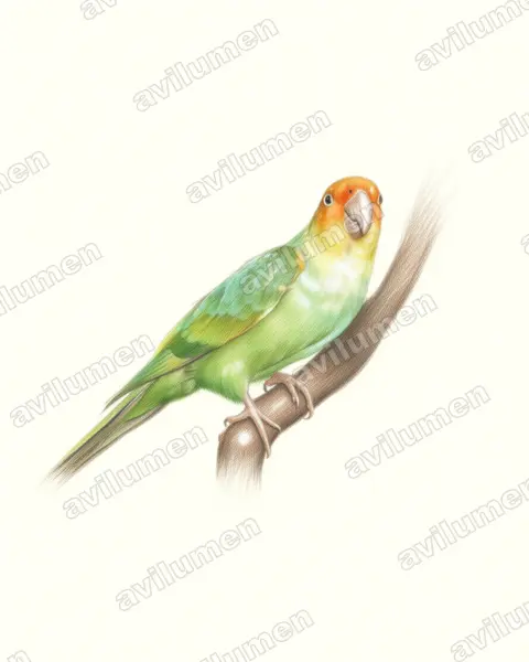 Illustration im Stil Buntstift: Karolinasittich (Conuropsis carolinensis)