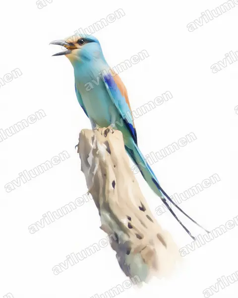 Illustration im Stil Aquarell: Senegalracke (Coracias abyssinicus)