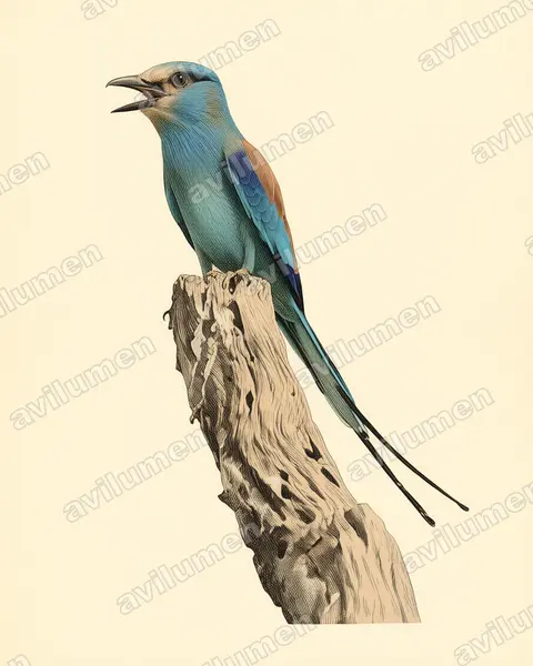 Illustration im Stil Historische Tafel: Senegalracke (Coracias abyssinicus)