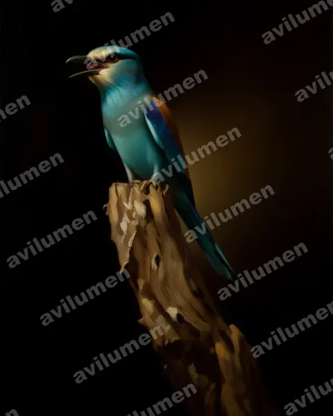 Illustration im Stil Öl: Senegalracke (Coracias abyssinicus)