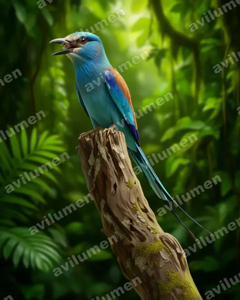 Illustration im Stil Realistisch: Senegalracke (Coracias abyssinicus)