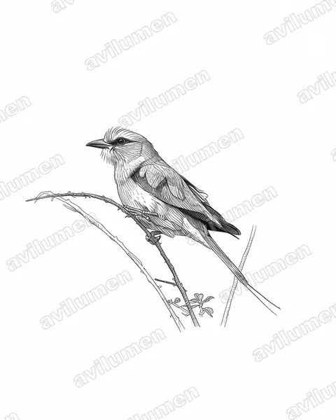 Illustration im Stil Tusche: Gabelracke (Coracias caudatus)