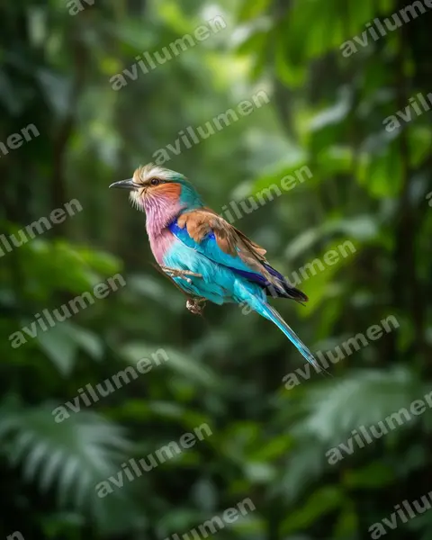 Illustration im Stil Realistisch: Gabelracke (Coracias caudatus)