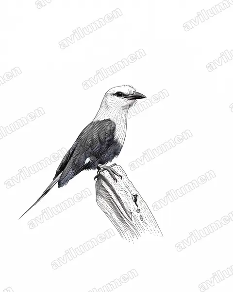 Illustration im Stil Tusche: Opalracke (Coracias cyanogaster)