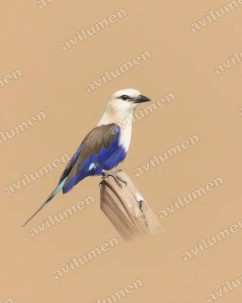Illustration im Stil Buntstift: Opalracke (Coracias cyanogaster)