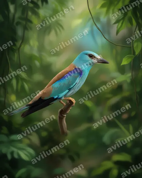 Illustration Réaliste : Coracias garrulus (Rollier d'Europe)