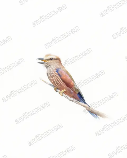 Illustration im Stil Aquarell: Strichelracke (Coracias naevius)