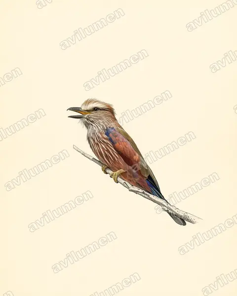 Illustration im Stil Historische Tafel: Strichelracke (Coracias naevius)