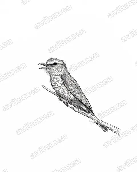 Illustration im Stil Tusche: Strichelracke (Coracias naevius)