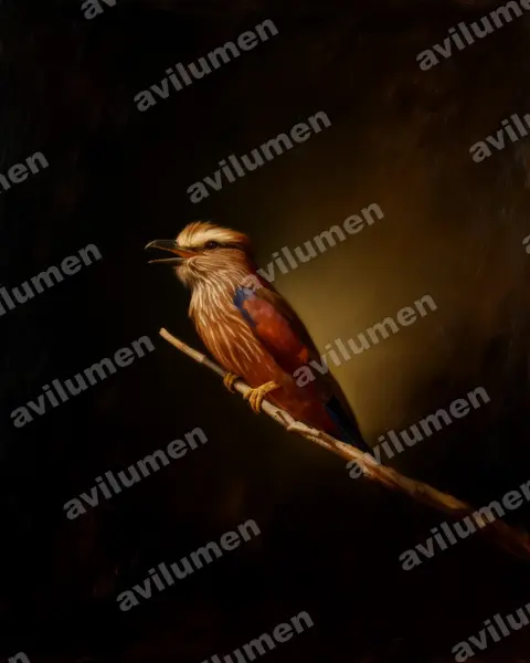 Illustration im Stil Öl: Strichelracke (Coracias naevius)