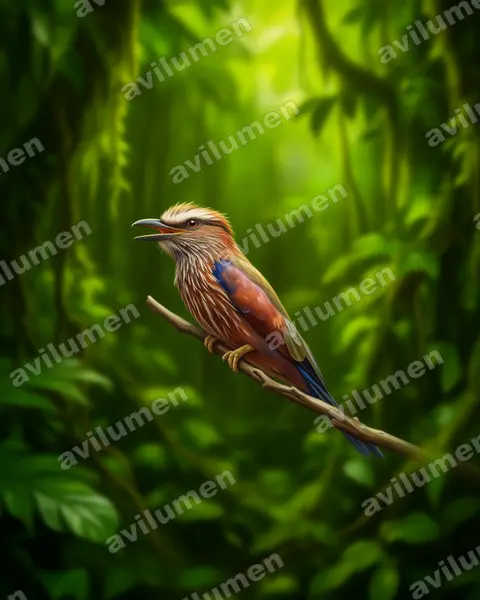 Illustration im Stil Realistisch: Strichelracke (Coracias naevius)