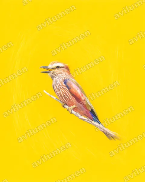 Illustration im Stil Buntstift: Strichelracke (Coracias naevius)