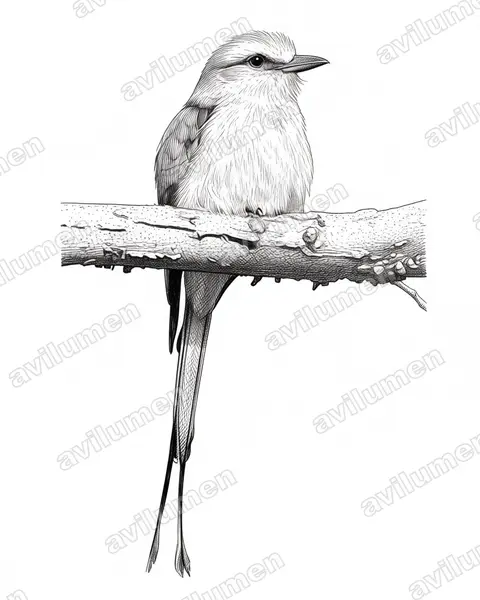 Illustration Encre : Coracias spatulatus (Rollier à raquettes)