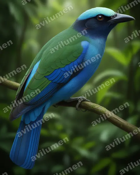 Purple-winged Roller(Coracias temminckii)的写实插画