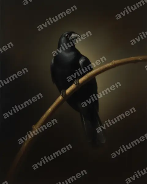 Oil illustration: Coracopsis barklyi (Seychelles black parrot)