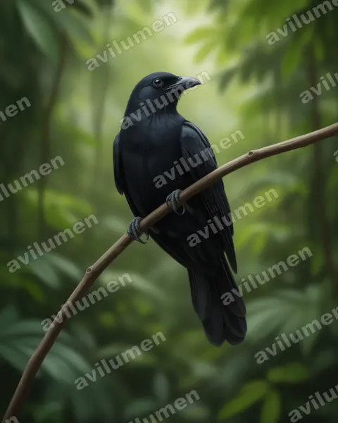 Realistic illustration: Coracopsis barklyi (Seychelles black parrot)