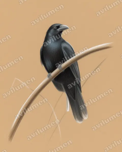 Colored pencil illustration: Coracopsis barklyi (Seychelles black parrot)