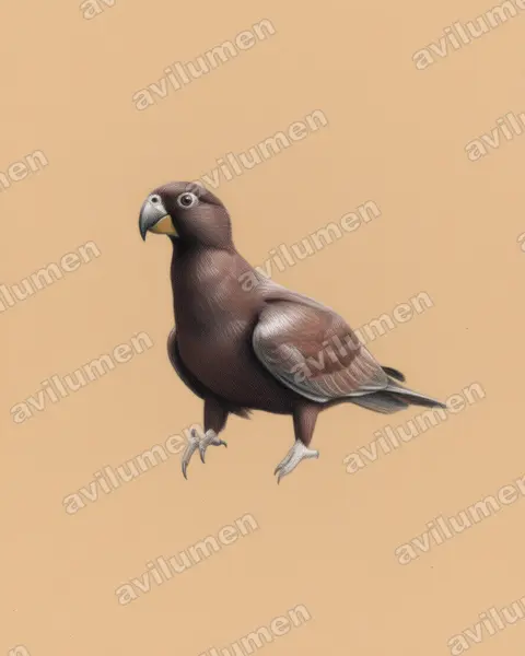 Greater Vasa Parrot（Coracopsis vasa）的彩色铅笔插画