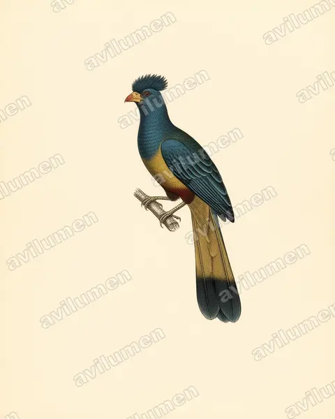 Illustration im Stil Historische Tafel: Riesenturako (Corythaeola cristata)