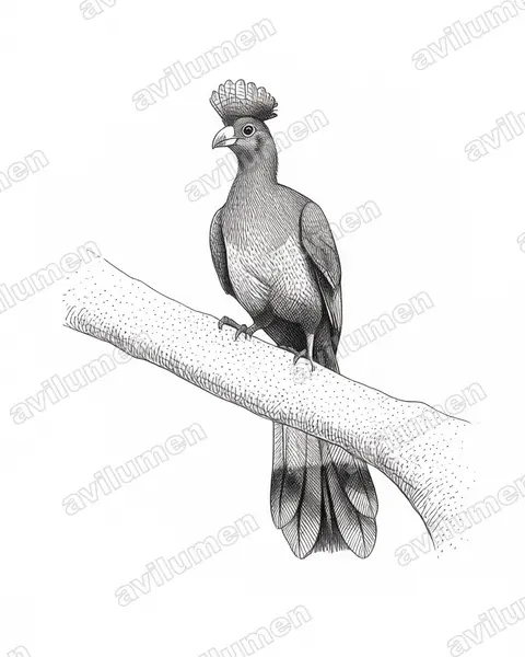 Illustration im Stil Tusche: Riesenturako (Corythaeola cristata)