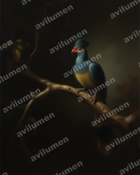 Illustration im Stil Öl: Riesenturako (Corythaeola cristata)