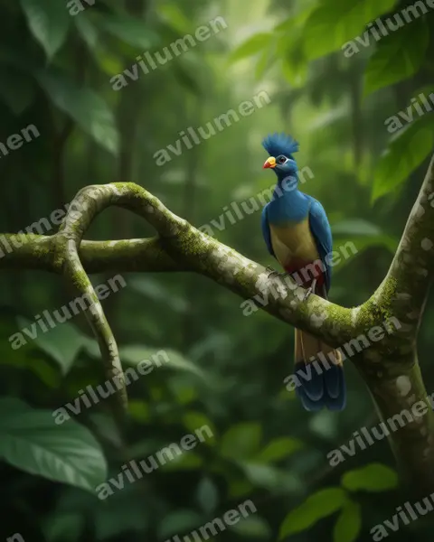 Illustration im Stil Realistisch: Riesenturako (Corythaeola cristata)
