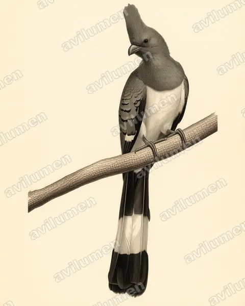 Ilustración en Lámina antigua: Corythaixoides leucogaster (Criniferoides leucogaster)