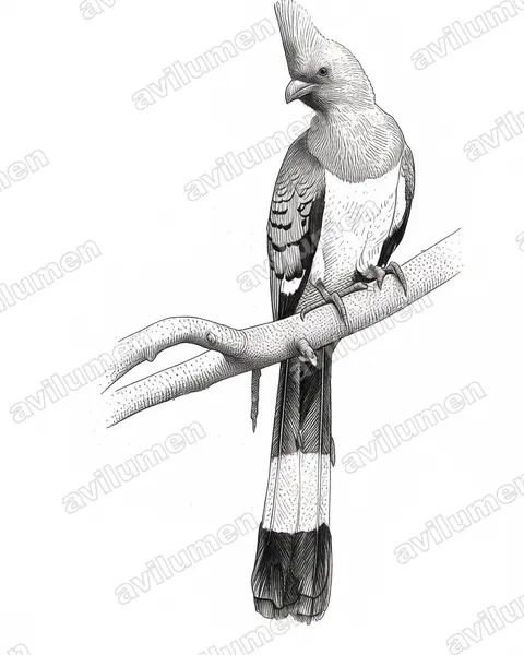 Ilustración en Tinta: Corythaixoides leucogaster (Criniferoides leucogaster)