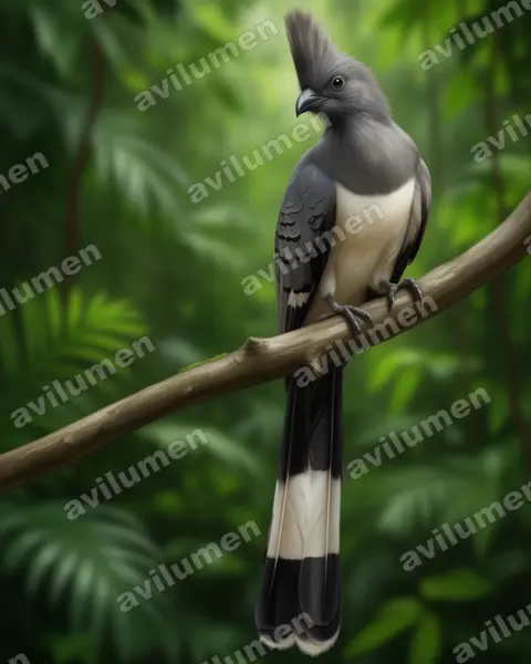 Ilustración en Realista: Corythaixoides leucogaster (Criniferoides leucogaster)
