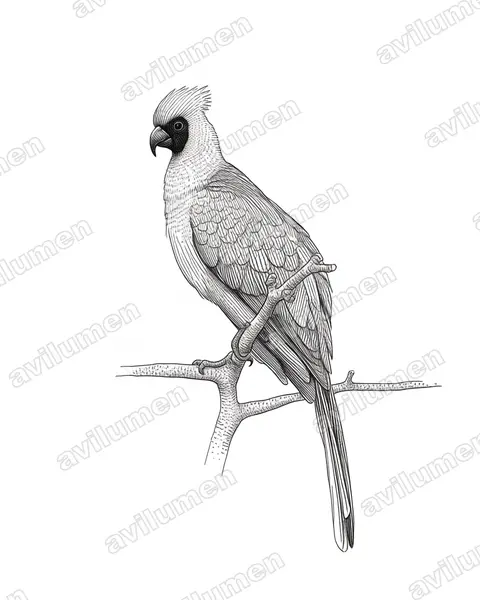 Ilustración en Tinta: Corythaixoides personatus (Turaco enmascarado)